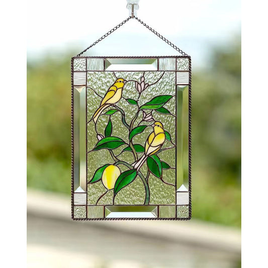Hand Painted Stained Glass Panels with Chain