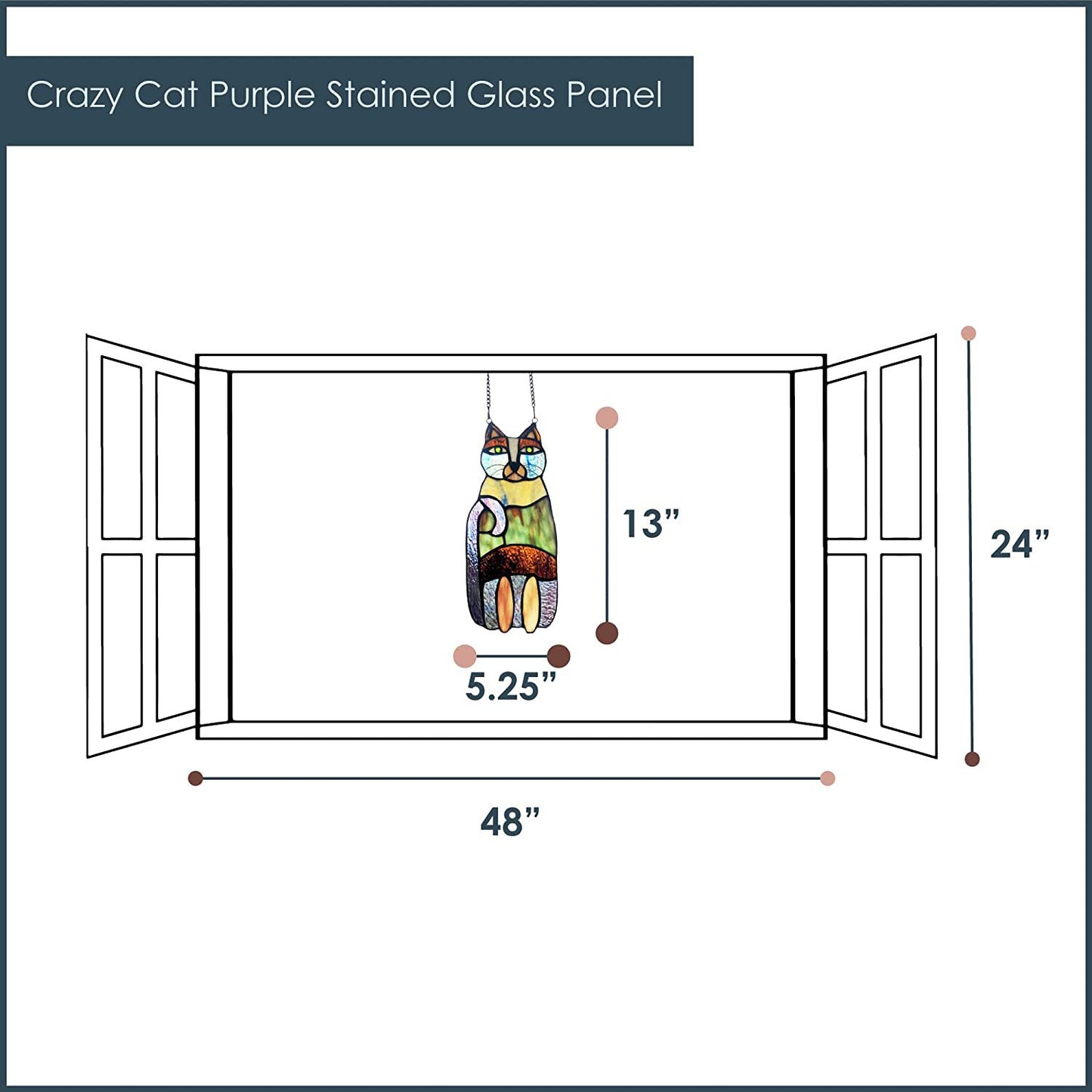 Window Panel - Crazy Cat - Animals & Nature Stained Glass