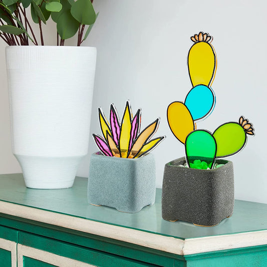 Stained Glass Cactus Plants Agave and Cactus Decoration Houseplant Decoration