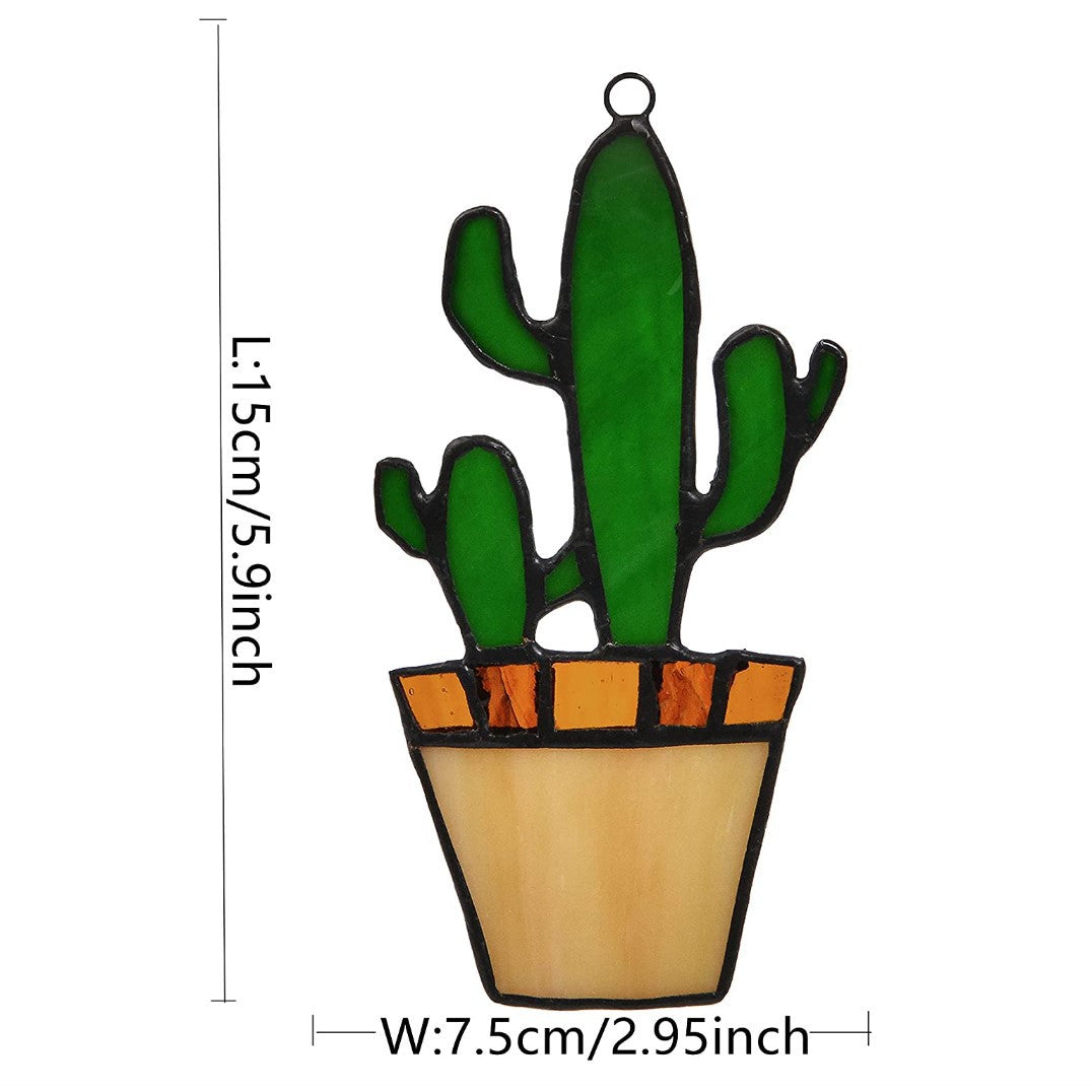 Adorable Succulent Suncatcher, Stained Glass Window Hangings,